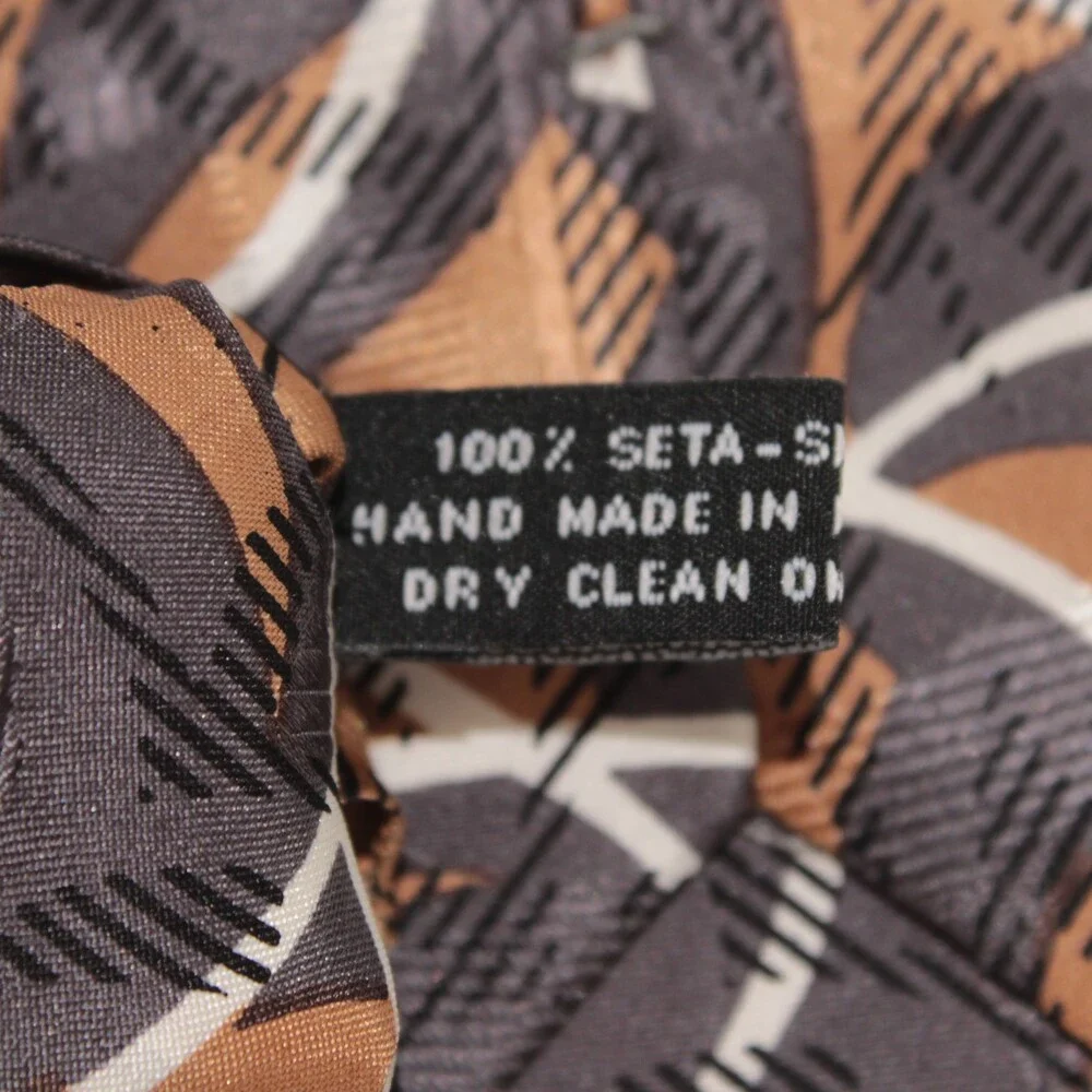 Italo Ferretti NWT Neck Tie in Brown / Gray / White Abstract Print 100% Silk